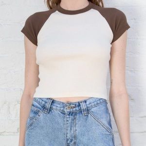 brown brandy melville bella top short sleeve